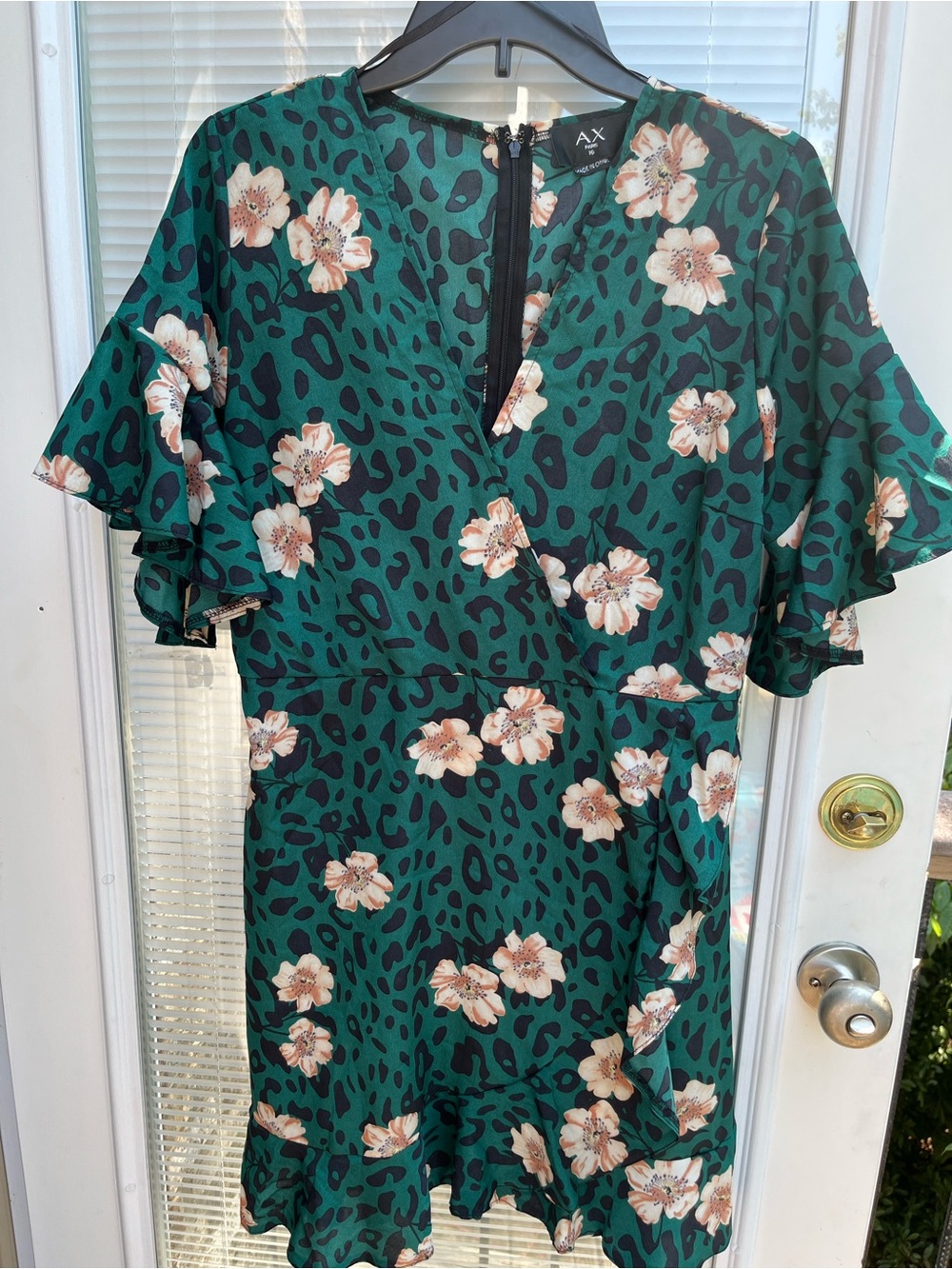 AX Paris Green Floral & Leopard-Print Mini Dress